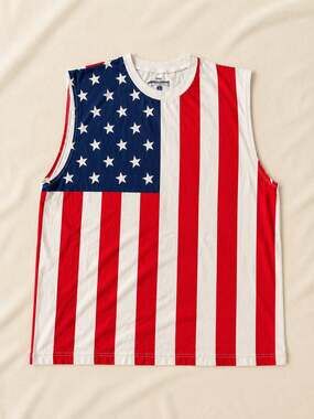 Vintage USA Flag Tank Top Patriotic Americana Y2K Festival XL